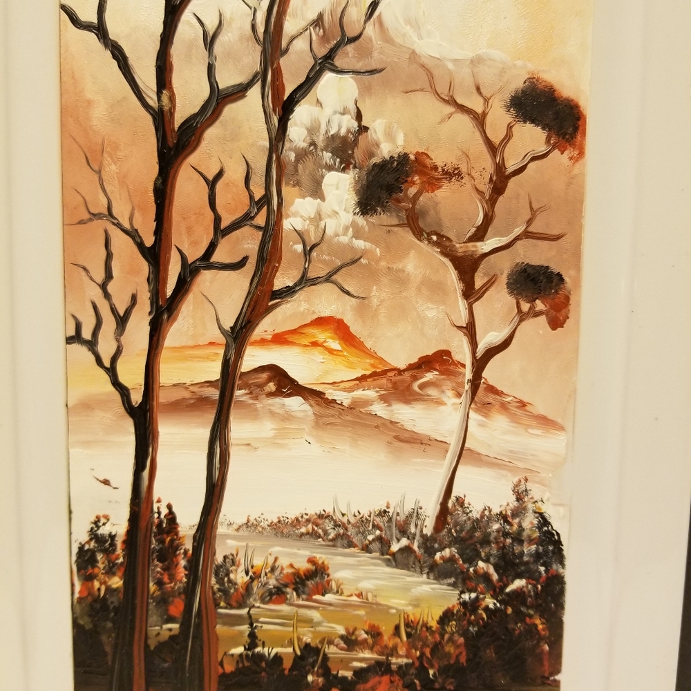 Vintage Oil Painting on Porcelain Tile of Nature.